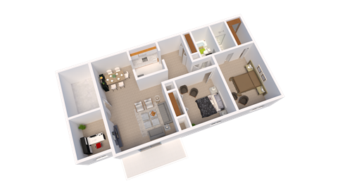 Floor plan for 2 beds, 2 baths, 1180 sqft